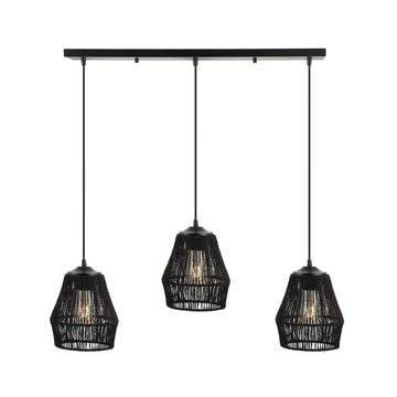 Ibiza Island 30" Seagrass/Metal Bohemian Coastal LED Pendant - JONATHAN Y